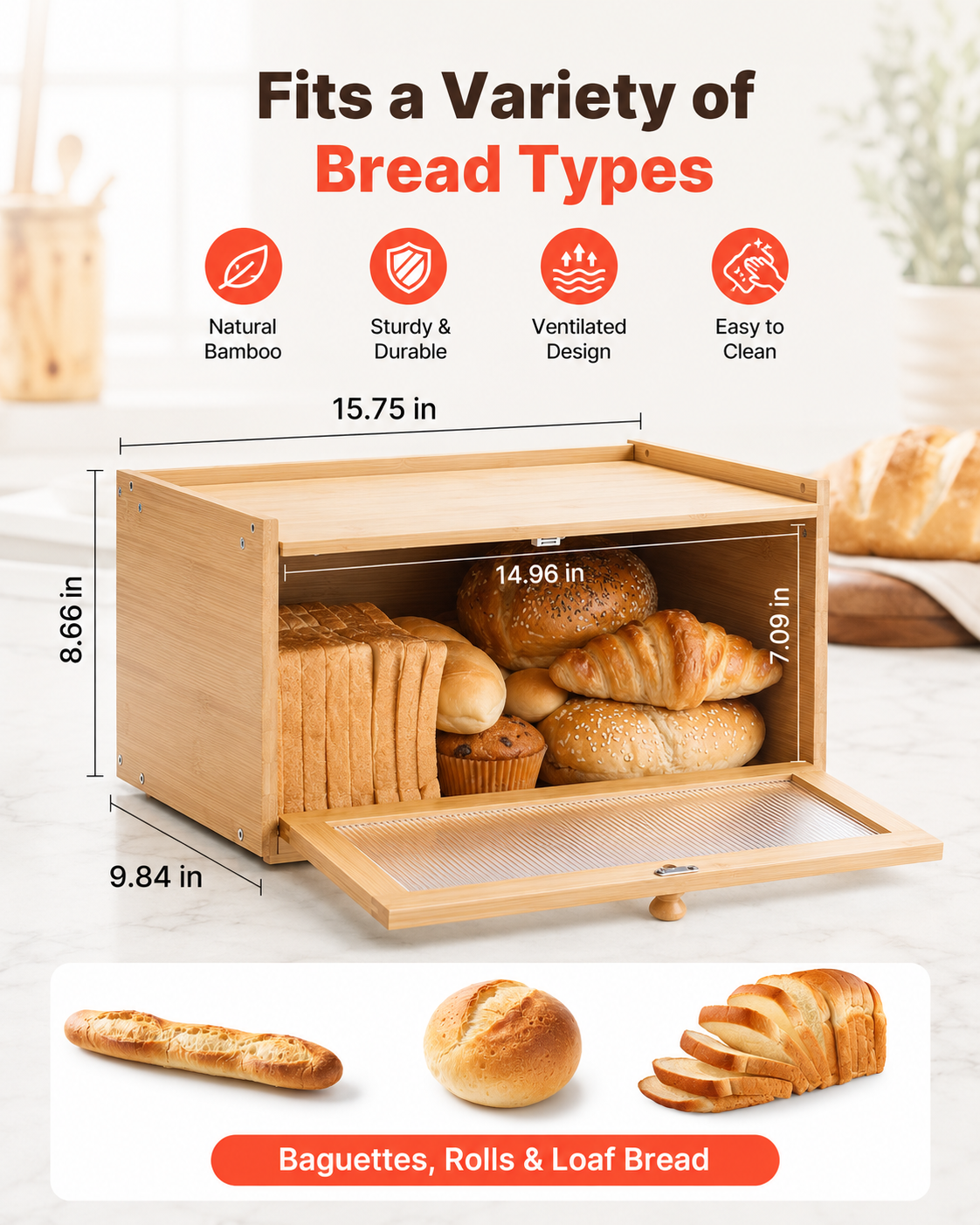 Bread Box For Kitchen Counter