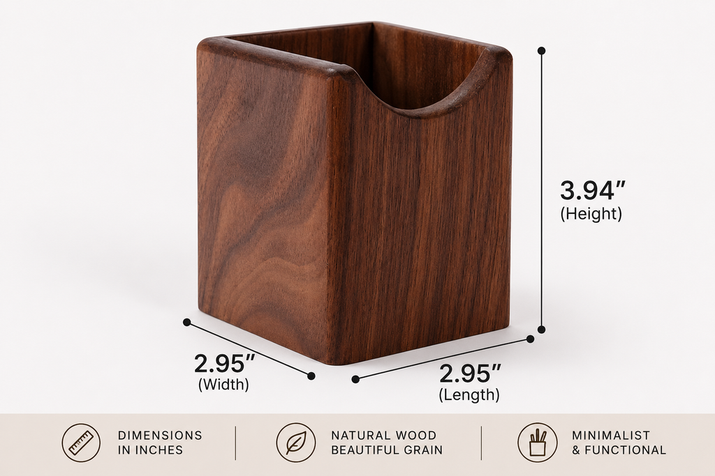 🌿 Bamboo Desk Organizer Cup | Minimalist Pen & Pencil Holder