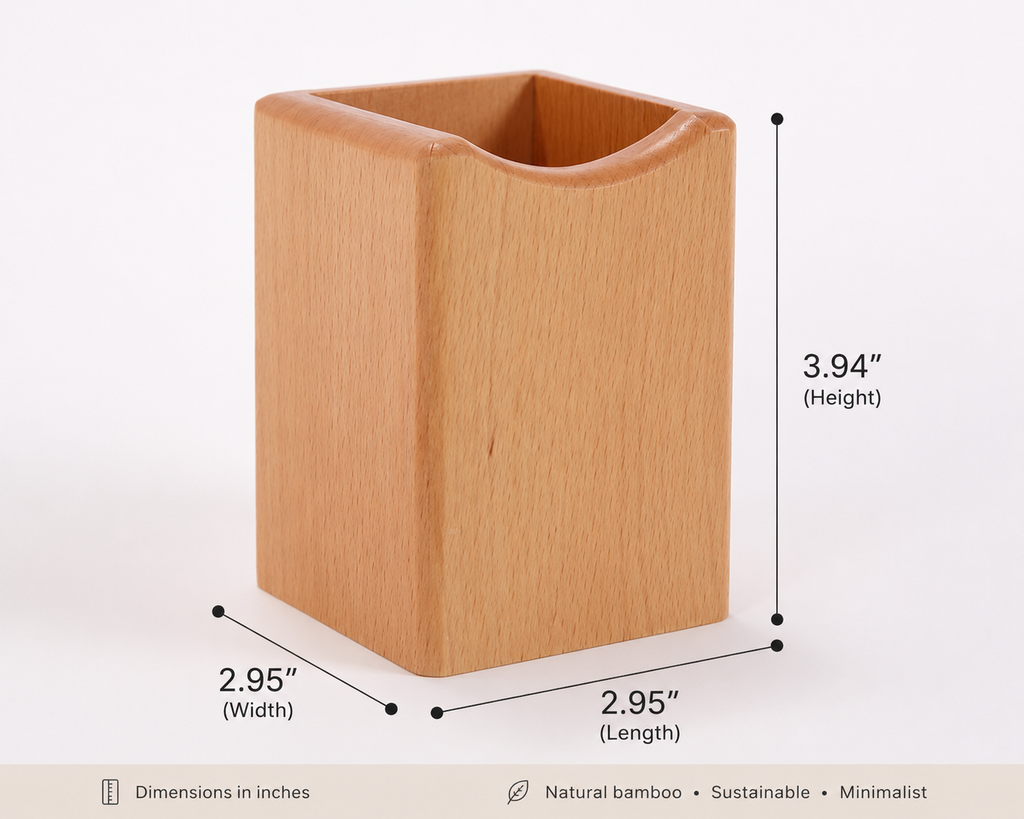 🌿 Bamboo Desk Organizer Cup | Minimalist Pen & Pencil Holder