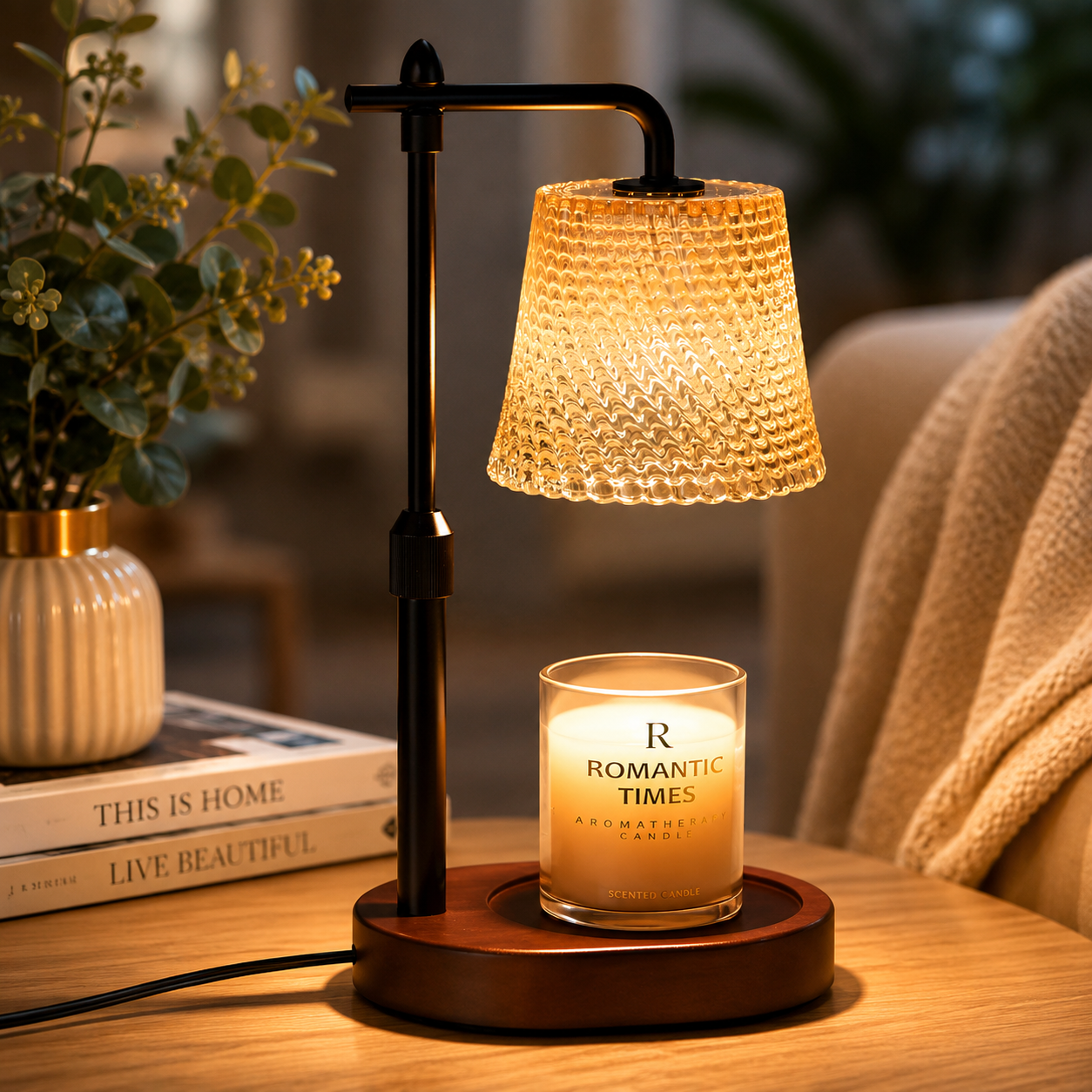 Luxury Candle Warmer Lamp with Timer & Dimmer – Elegant Home Fragrance Lamp