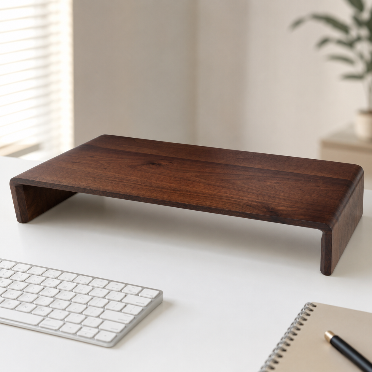 Black Walnut Monitor Stand | Solid Wood Riser for Desk Organization