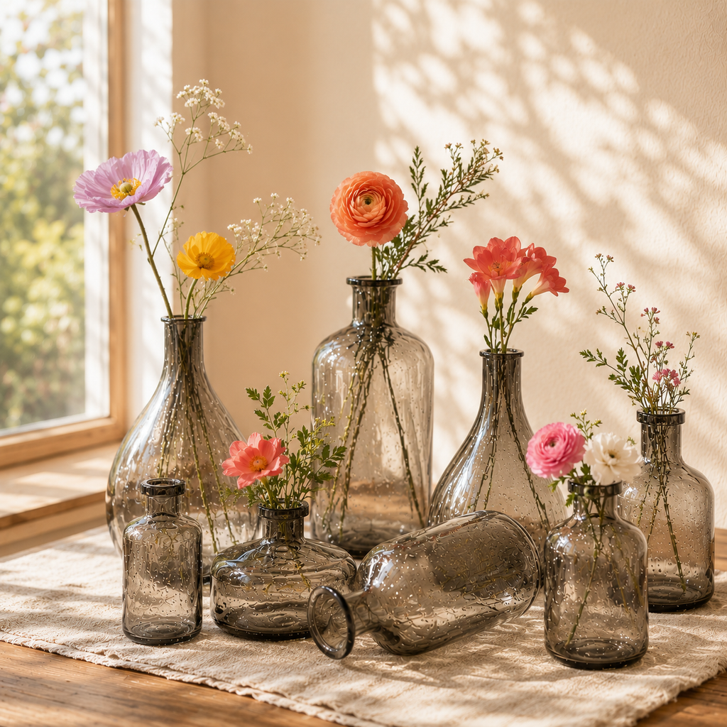 Vintage Bubble Glass Vase | Elegant Modern Home Décor Accent