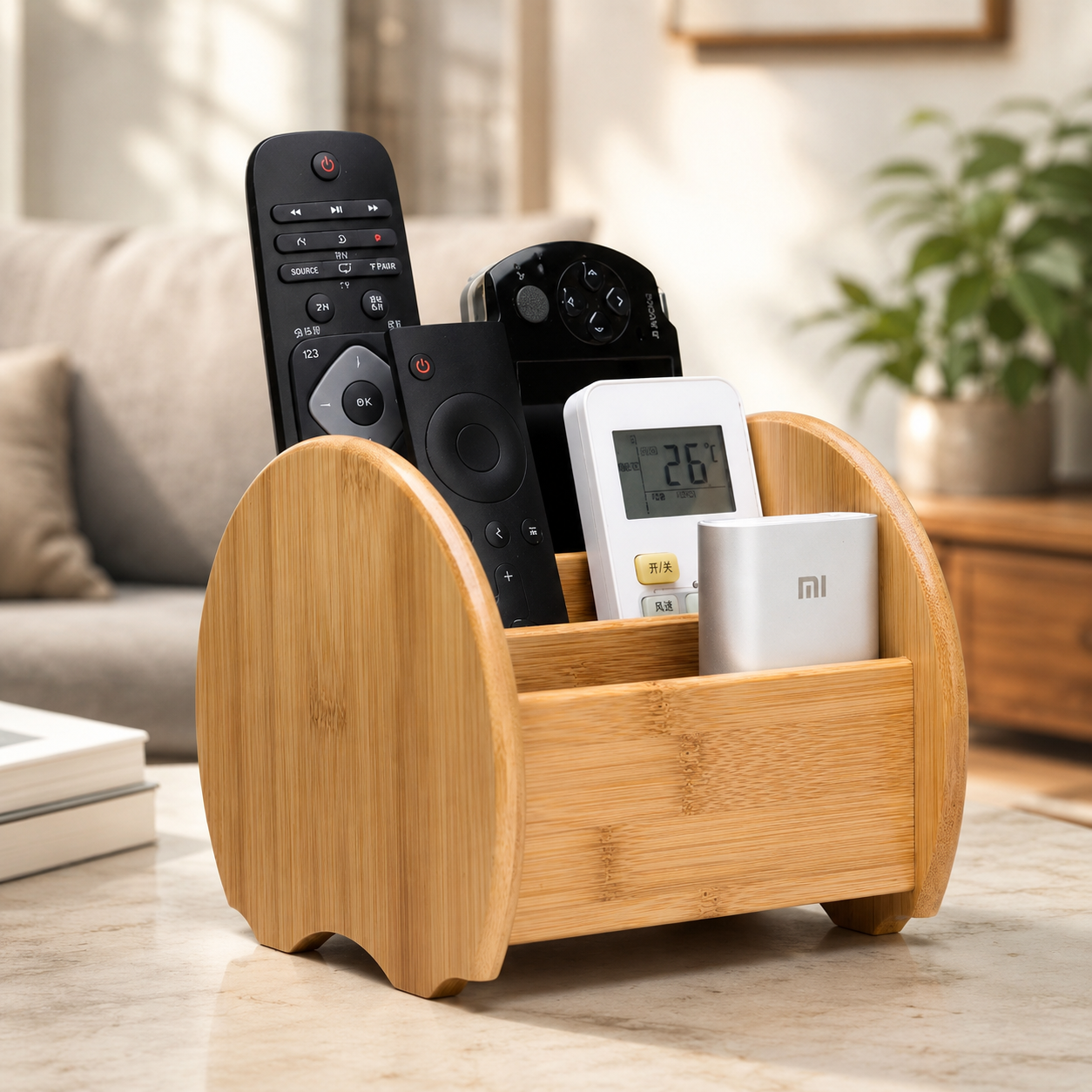 Bamboo Desktop Organizer | Multi-Compartment Storage Box