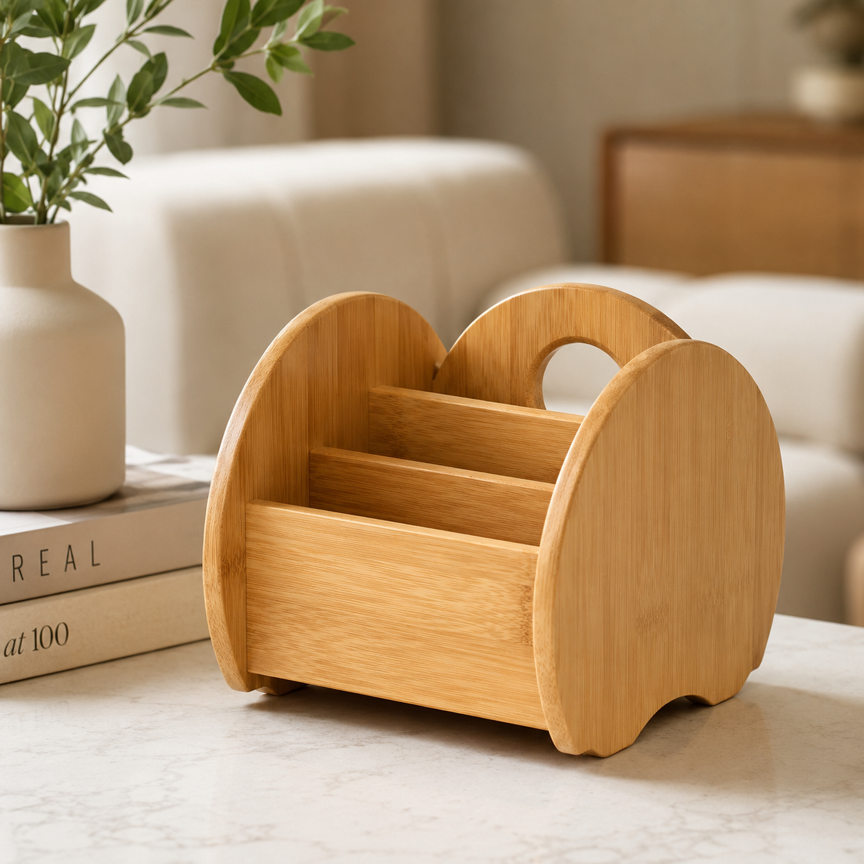 Bamboo Desktop Organizer | Multi-Compartment Storage Box