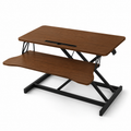32-Inch Height Adjustable Desk Converter | Walnut Sit-Stand Workstation with Keyboard Tray