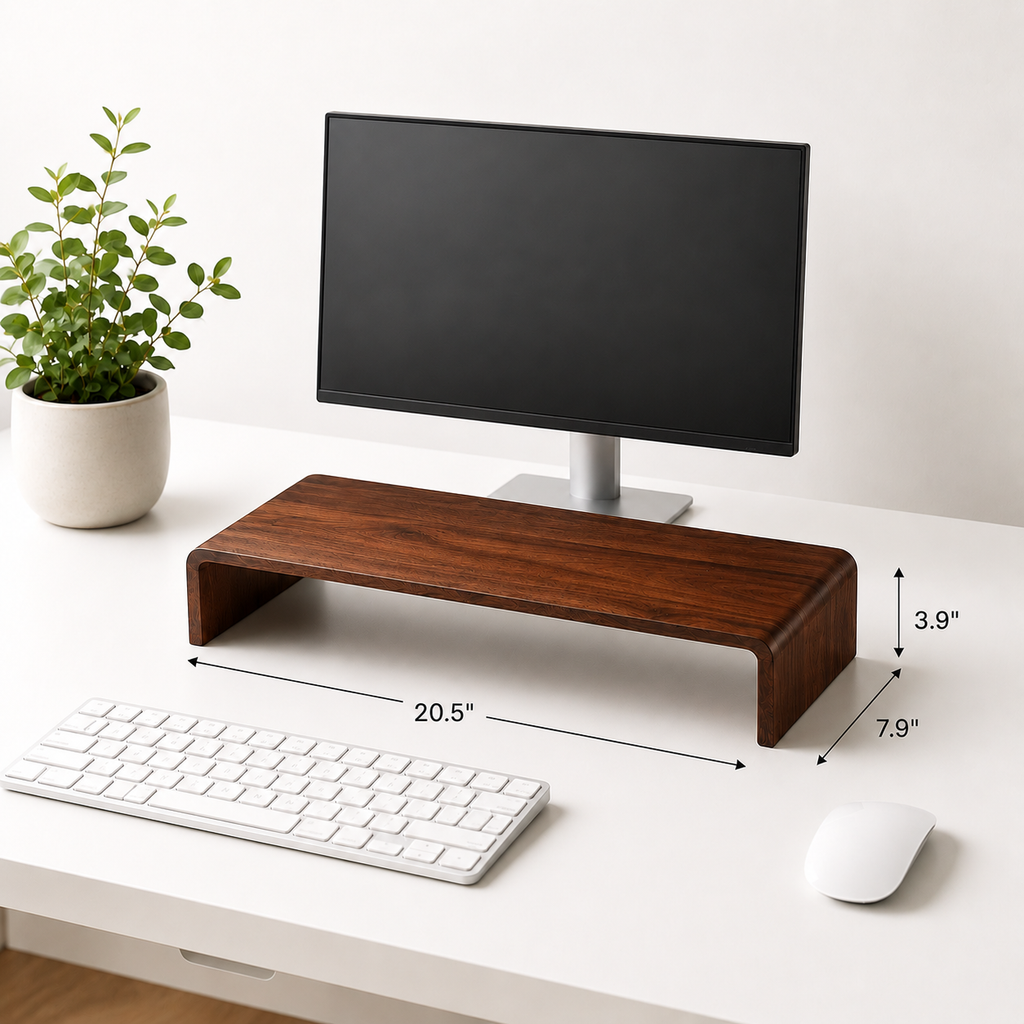 Black Walnut Monitor Stand | Solid Wood Riser for Desk Organization
