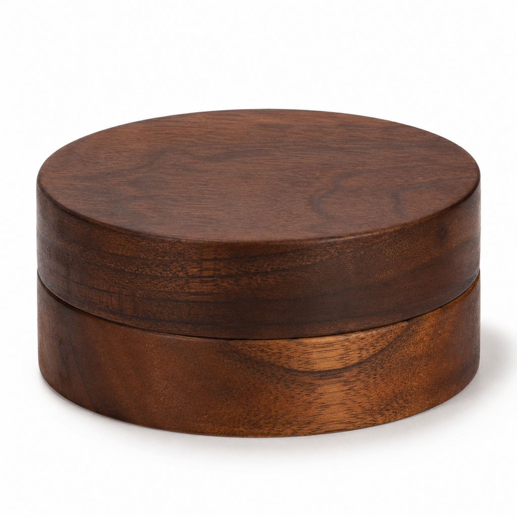 Walnut Wood Ashtray with Lid | Modern Covered Tabletop Ashtray