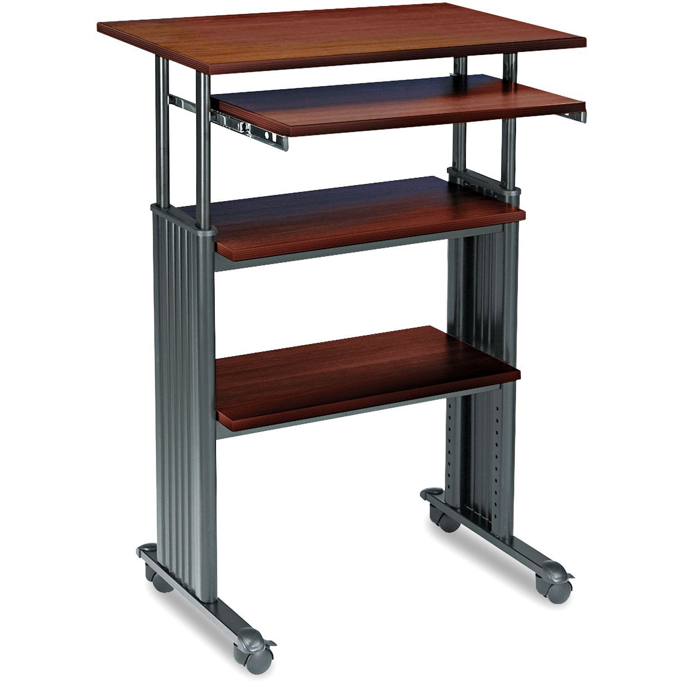 Adjustable Standing Desk Workstation - Work comfortably sitting or standing with a space-saving workstation designed for productivity and organization.